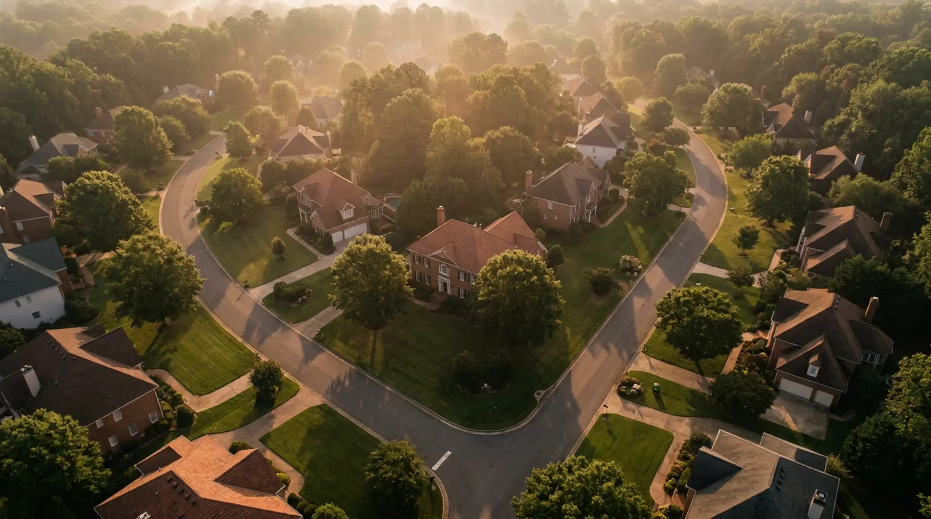 Sunrise over a Metrolina neighborhood — the day starts already scheduled
