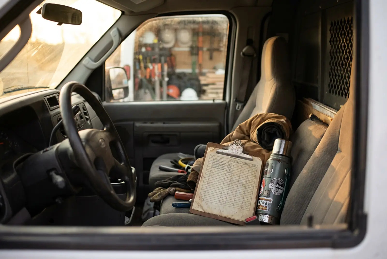 A contractor's morning — the day already scheduled before the first coffee