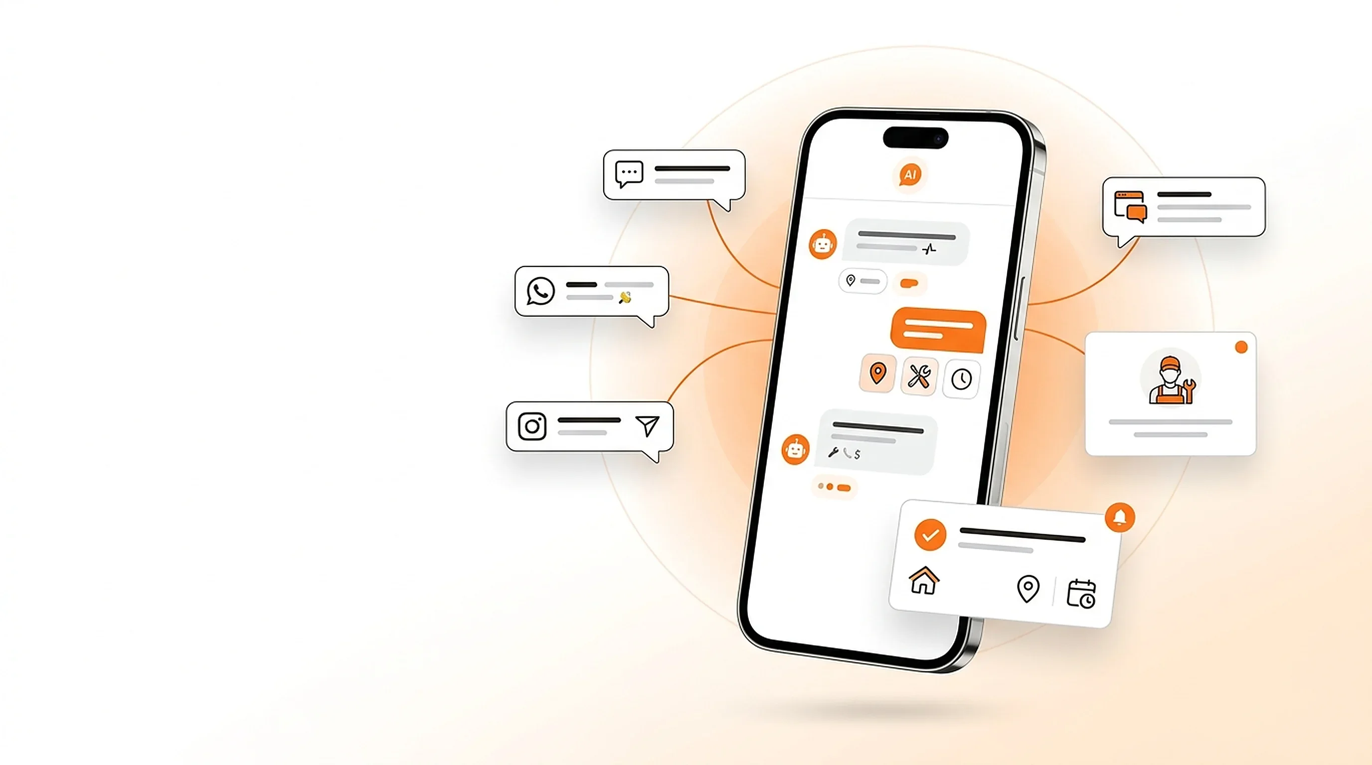 Pronto Chat answering across WhatsApp, Instagram, SMS and web chat on one phone